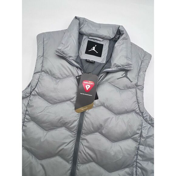 Men's Medium Jordan 550 Fill Down Vest‎ Gray Full Zip 682805 012 Zip Pockets